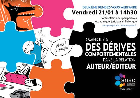 Webinaire vendredi 21 janvier à 14h30 : Quand il y a des dérives comportementales dans la relation auteur / éditeur